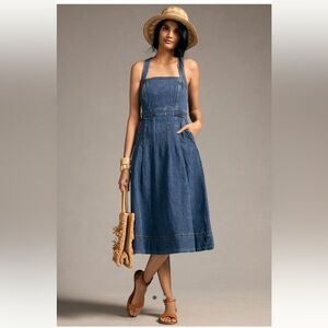 Anthropologie Pilcro Denim Square-Neck Midi Dress